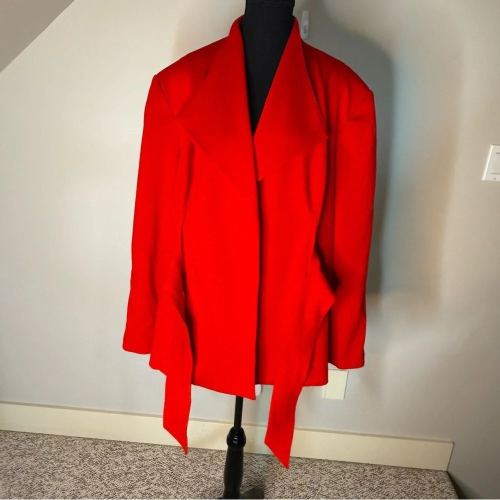 Calvin Klein Red Tie-Waist Blazer Jacket - Picture 11 of 15
